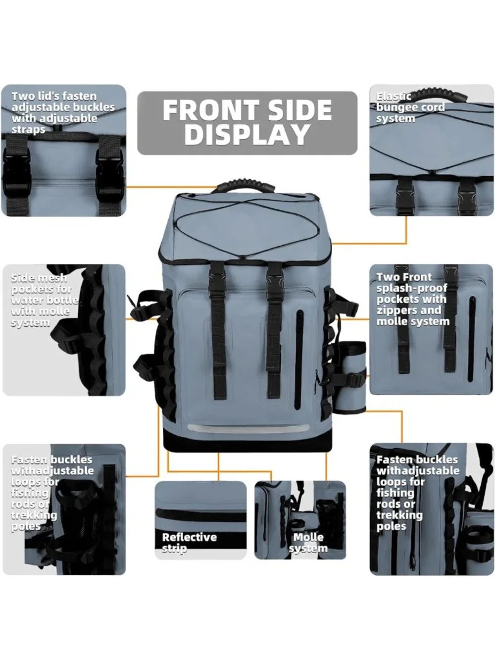 Waterproof Heavy Duty Hiking Backpack 35L/55L Roll Top Closure, Cushioned Dry